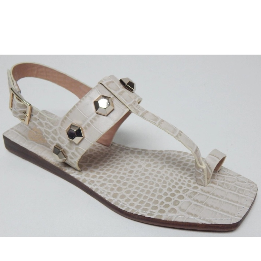 Vince Camuto Dailette Croc Studded Toe‎ Ring Flat Low Sandals Taupe Size 7.5